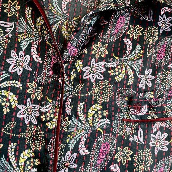 Victoria's Secret Satin Floral Paisley Short Sleeve Pajama Sleep SET Size L - Picture 2 of 16